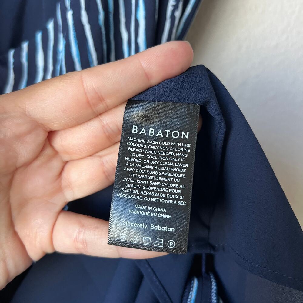 Aritzia Navy and White Striped Wrap Mini Dress - Picture 5 of 6